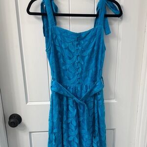 Ciebon Chic Turquoise Midi Dress with Bow Straps